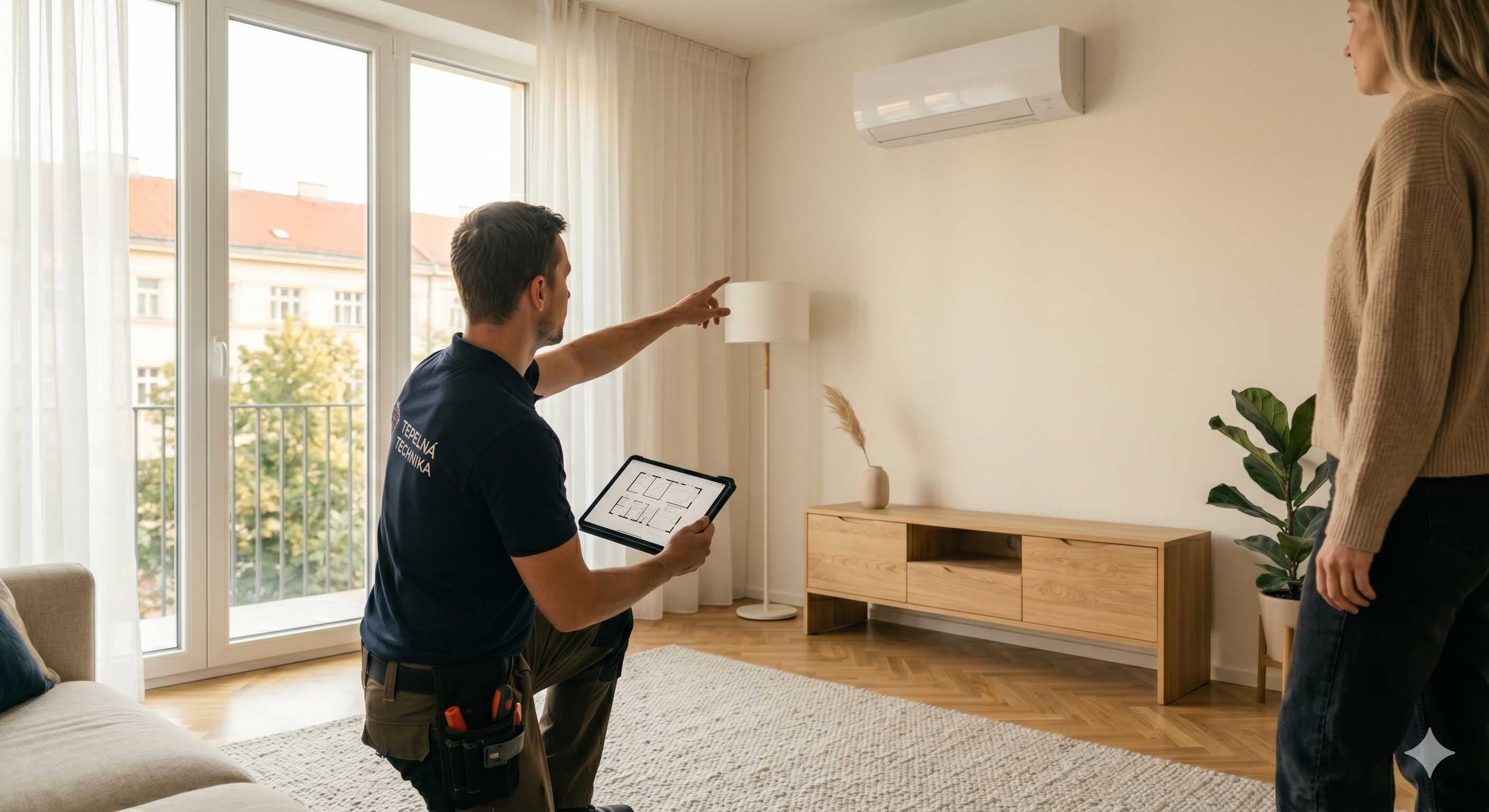 Technik při bezplatné obhlídce a návrhu řešení u klienta